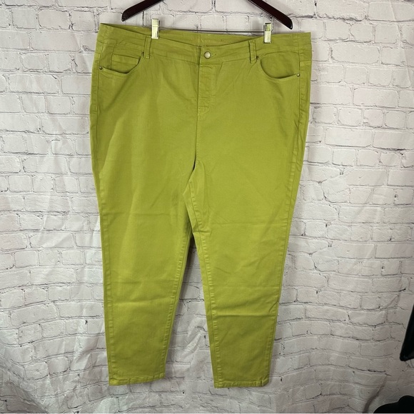 Soft Surroundings Chartreuse chino Pants sz 2X high rise - Picture 1 of 8